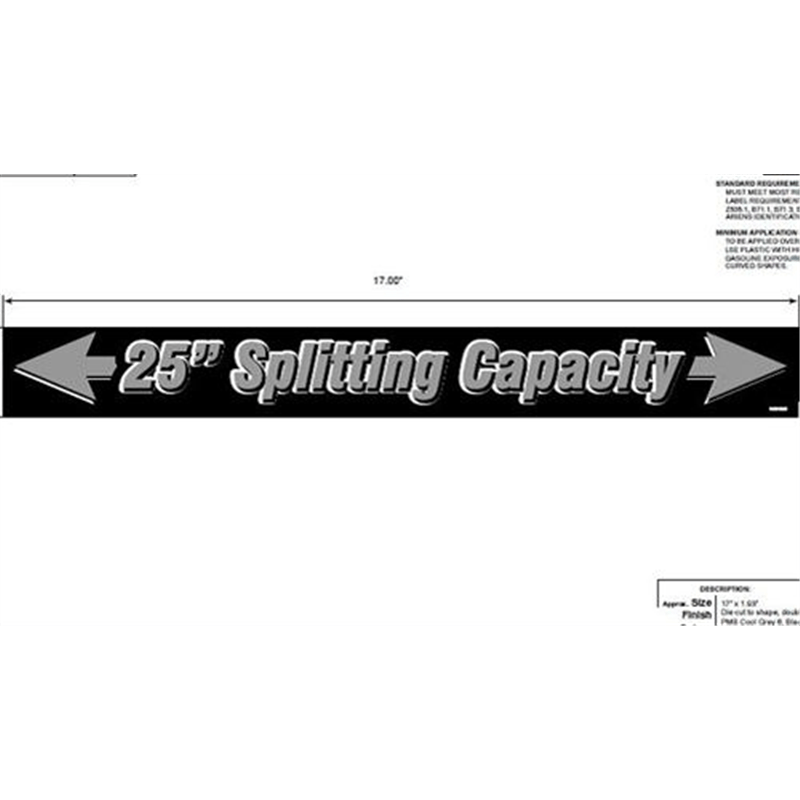 Decal,  25 in. split Cap