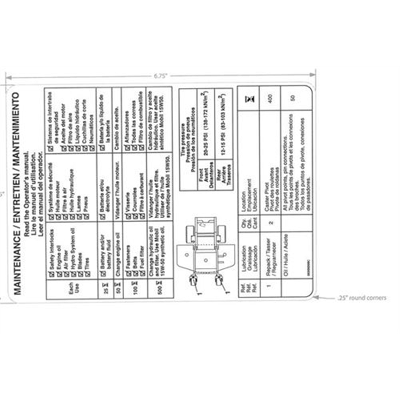 Gravely Zero Turn Mower Decal, Service Instructions