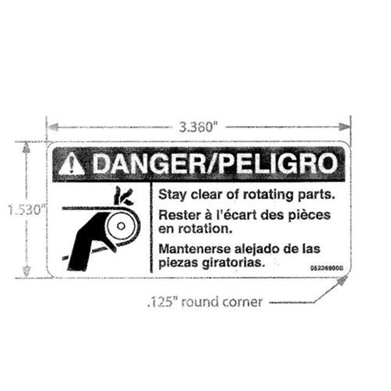 Gravely Lawn Mower Decal, Danger Belt Rotating