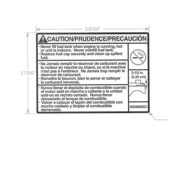 Gravely Lawn Mower Decal, Fuel Warning Rev